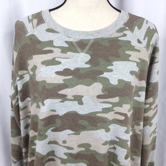 Eddie Bauer Legend Wash Sweatshirt Womens Size T2XL Tall 2XL Camo Raglan Sleeve - Picture 5 of 8